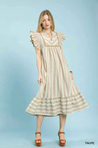 Umgee Stripe Ruffle Sleeve Tiered Midi Dress bc572978-06c5-4855-aa68-6bf129265080-Max-Origin Trendsi