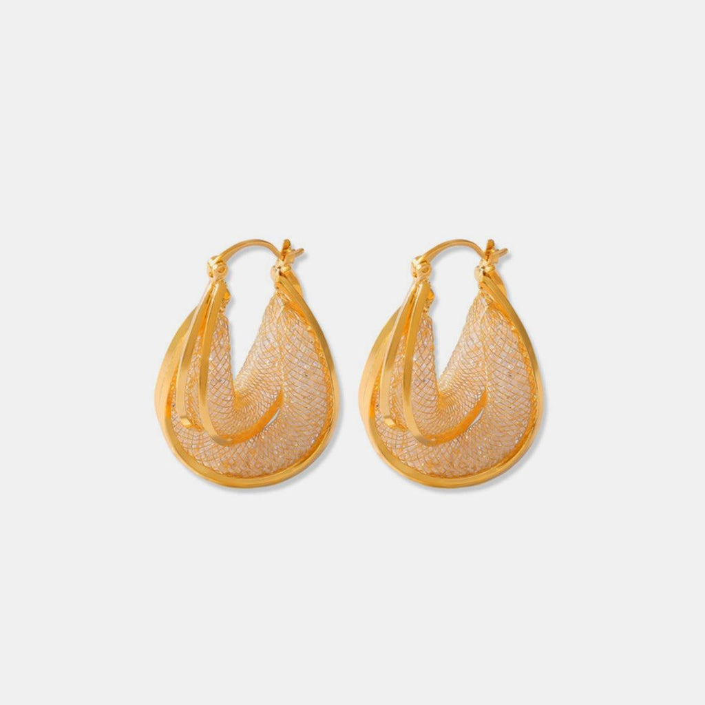 Earrings 18K gold-plated Copper Glass Stone U Shape Jewelry Gold One Size bc604dda-47b2-422d-bb76-659adae81fcd-Max Trendsi