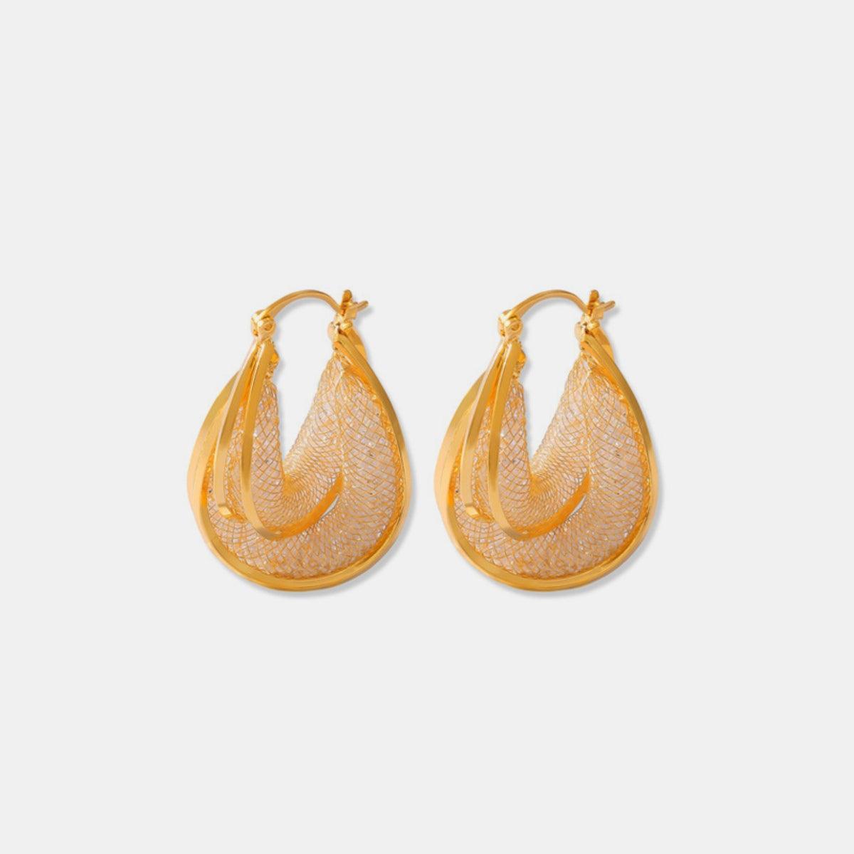 Earrings 18K gold-plated Copper Glass Stone U Shape Jewelry Gold One Size bc604dda-47b2-422d-bb76-659adae81fcd-Max Trendsi