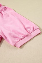 Women's Outfit Set Pink Half Zip Puff Sleeve Top and Ruffled Shorts 2 Pcs bc611c2c-5240-4bab-a15b-c542796abd87-Min Trendsi