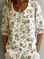 Floral Print Shirt with Peter Pan Collar
