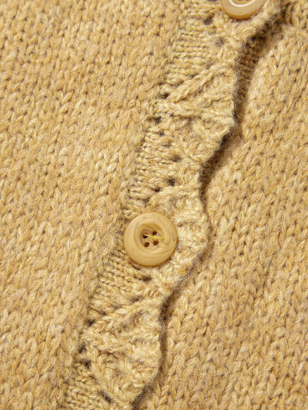 Women's Cardigan Camel Lantern Sleeve Scallop V Neck Buttoned Soft Acrylic Knit bc6e77139b4f45baa6881dbc6cb95d70-Max-Origin Trendsi