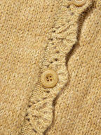 Women's Cardigan Camel Lantern Sleeve Scallop V Neck Buttoned Soft Acrylic Knit bc6e77139b4f45baa6881dbc6cb95d70-Max-Origin Trendsi