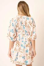 Mittoshop Mini Dress Flower Print Mocked Waist V Neck Short Sleeve bc7ab0ffad6d4650a3c6ba9e1d8c985d-Max-Origin Trendsi