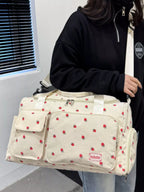 Travel Bag Large Corduroy Strawberry Print Handbag bc7c9ea7-81d0-4eb9-a4f3-f775be223df0-Max-Origin Trendsi