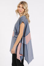 Mittoshop T-shirt Patchwork Mineral Washed Cap Short Sleeve Top bc9b28f2-9339-43a8-b420-7039915d96c8-Min Trendsi