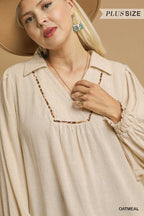 Umgee Women's Blouse Linen Scallop Hem Long Sleeve Top bc9e37a9-20a8-4a0d-afbf-1bfe9e8228e4-Max-Origin Trendsi
