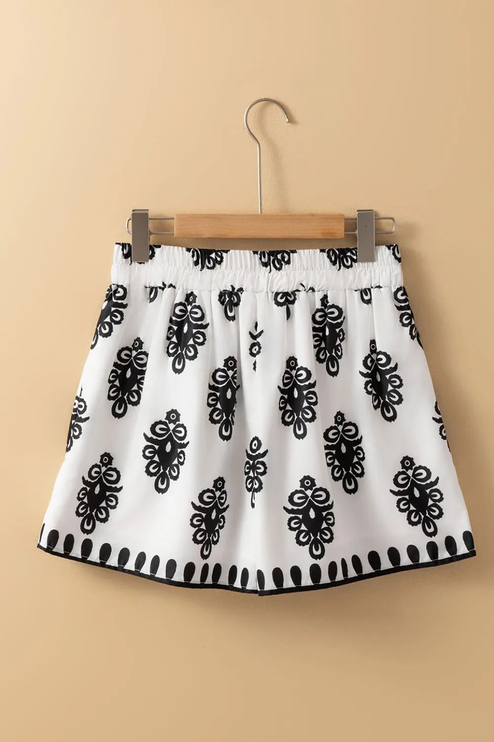 Women's White Tied Shorts Black Floral Printed High Waisted bcbece72-b10e-4fe9-b7a7-b56c33942734-Max-Origin Trendsi
