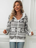 Christmas Jacket Women Snowflake Zip Up Hooded Warm Outerwear bcc25f0a-5c83-4079-a616-096ca32f1b2b-Max Trendsi