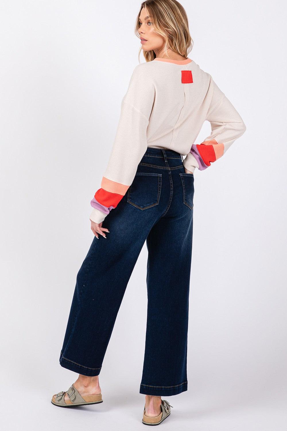 Wide Leg Jeans SAGE + FIG High Waist Pocketed High Waisted bd153c60-6ea1-4915-997b-d74414dc7fa1-Max Trendsi