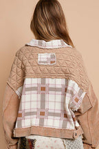 POL Corduroy Jacket Jacquard Patchwork Brown Button-Up Long Sleeve bd1d35dc-72a5-43d0-ac8b-0c5b608aca67-Max Trendsi