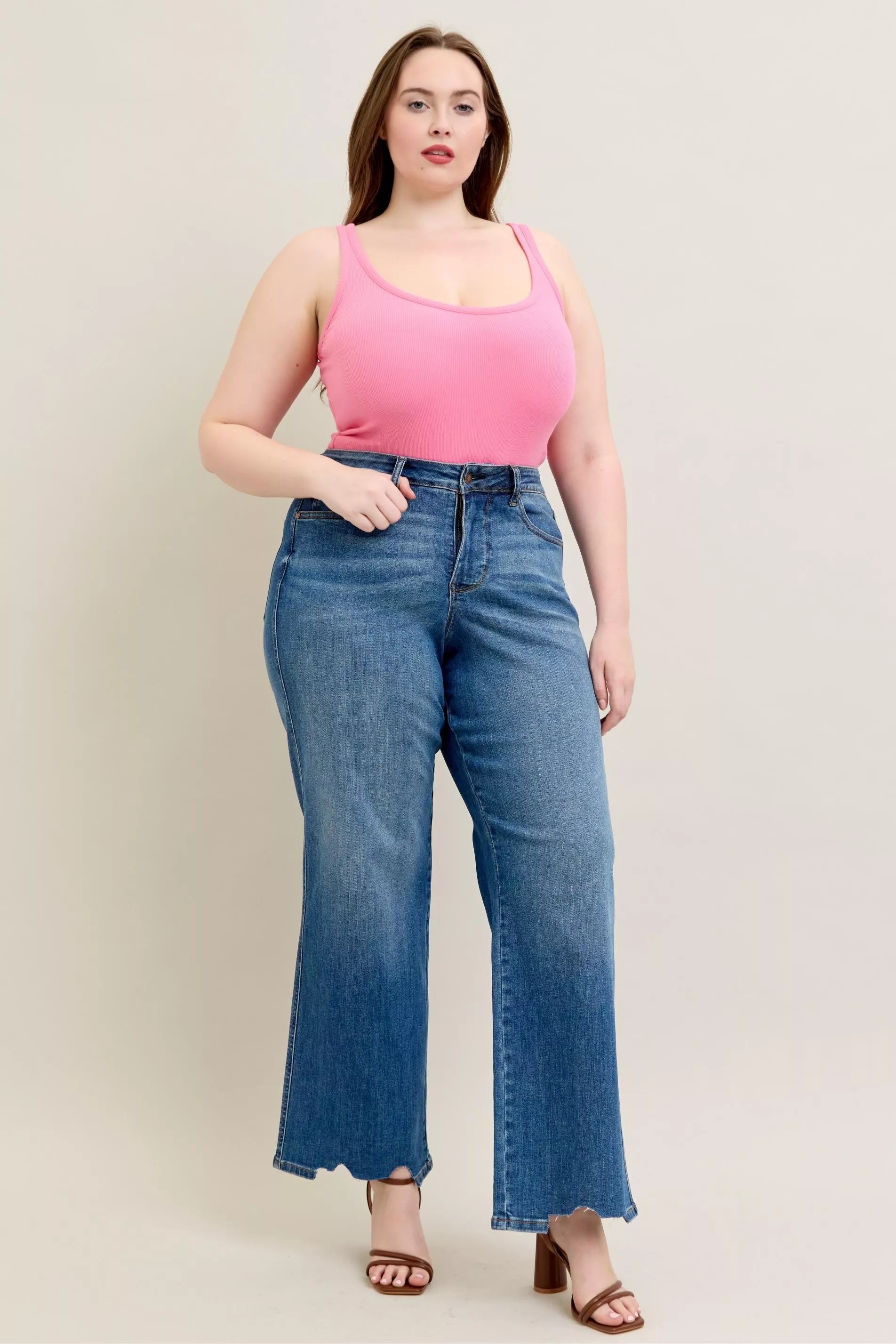 Judy Blue Jeans High Waist Tummy Control Chew Hem Destroy Wide Denims bd2df6c6-681c-4c0f-af52-475e0ca9abb2-Max-Origin Trendsi