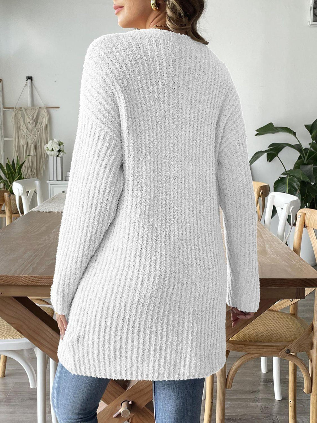Knit Cardigan Open Front Long Sleeve Knitwear with Pockets bd31e31a-a8f8-4bf9-8a59-bca2b7467f73-Max Trendsi