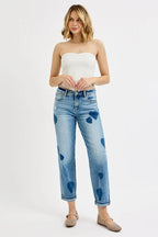 RISEN Women's Jeans Mid Rise Fit-boyfriend Heart Shade Light Washed Denim bd3f8901d2904229a931a16198a1c019-Max-Origin Trendsi