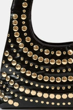 Fame Accessories Multi Rivet Shoulder Bag Black Small Handbag bd7f8c60-65cf-4fc0-bf0c-eebb73ece382-Max-Origin Trendsi