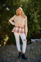 And The Why Sweatshirt USA Stock Double Layered Plaid Contrast Long Sleeve Top bd8fd47e-0807-44b9-ad7a-3b73f71c503e-Max Trendsi