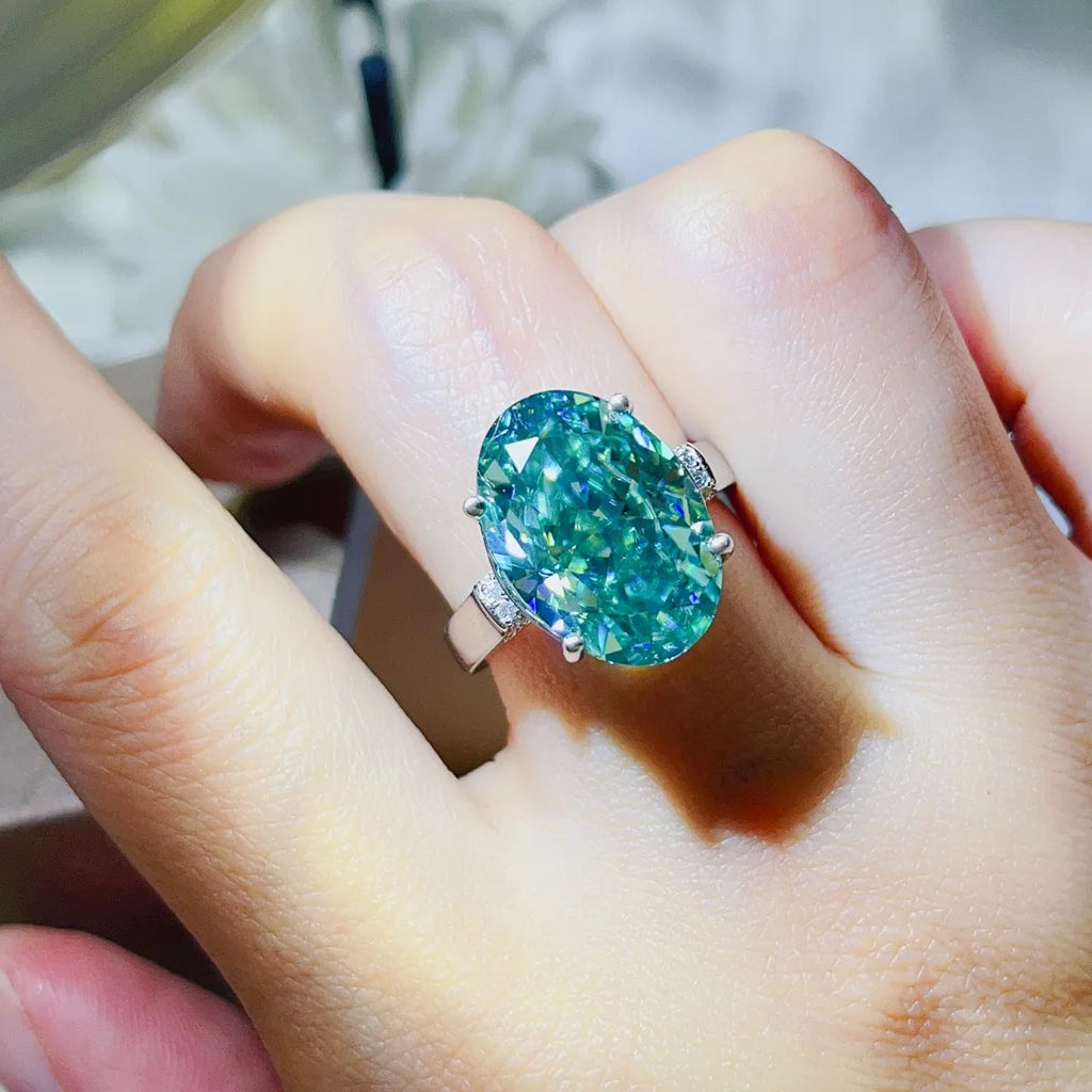 Silver Ring 5 Carat Moissanite Turquoise Oval Stone 925 Sterling Platinum-plated bd991e65-d73c-4acd-93d9-b8dca3ab04a7-Max-Origin Trendsi