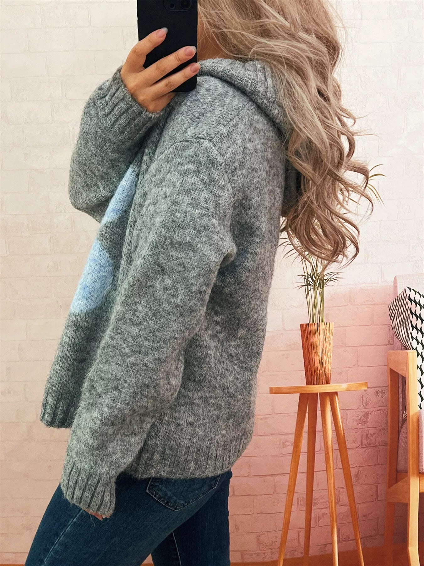 Women's Sweater Flower Long Sleeve Hooded Knit Pullover bda7874d5aad459b9432be04c126cb0d-Max-Origin Trendsi