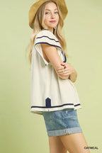 Umgee Womens Blouse Linen Ruffle Short Sleeve Top bdac78a0-ec29-4c2b-88b8-f9895854fcbf-Max-Origin Trendsi