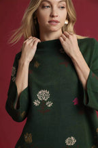Umgee Floral Knit Top Green Mock Neck with Wide Sleeves Knit Pullover bdacfd44-4287-4723-8cae-0fd994888620-Max-Origin Trendsi