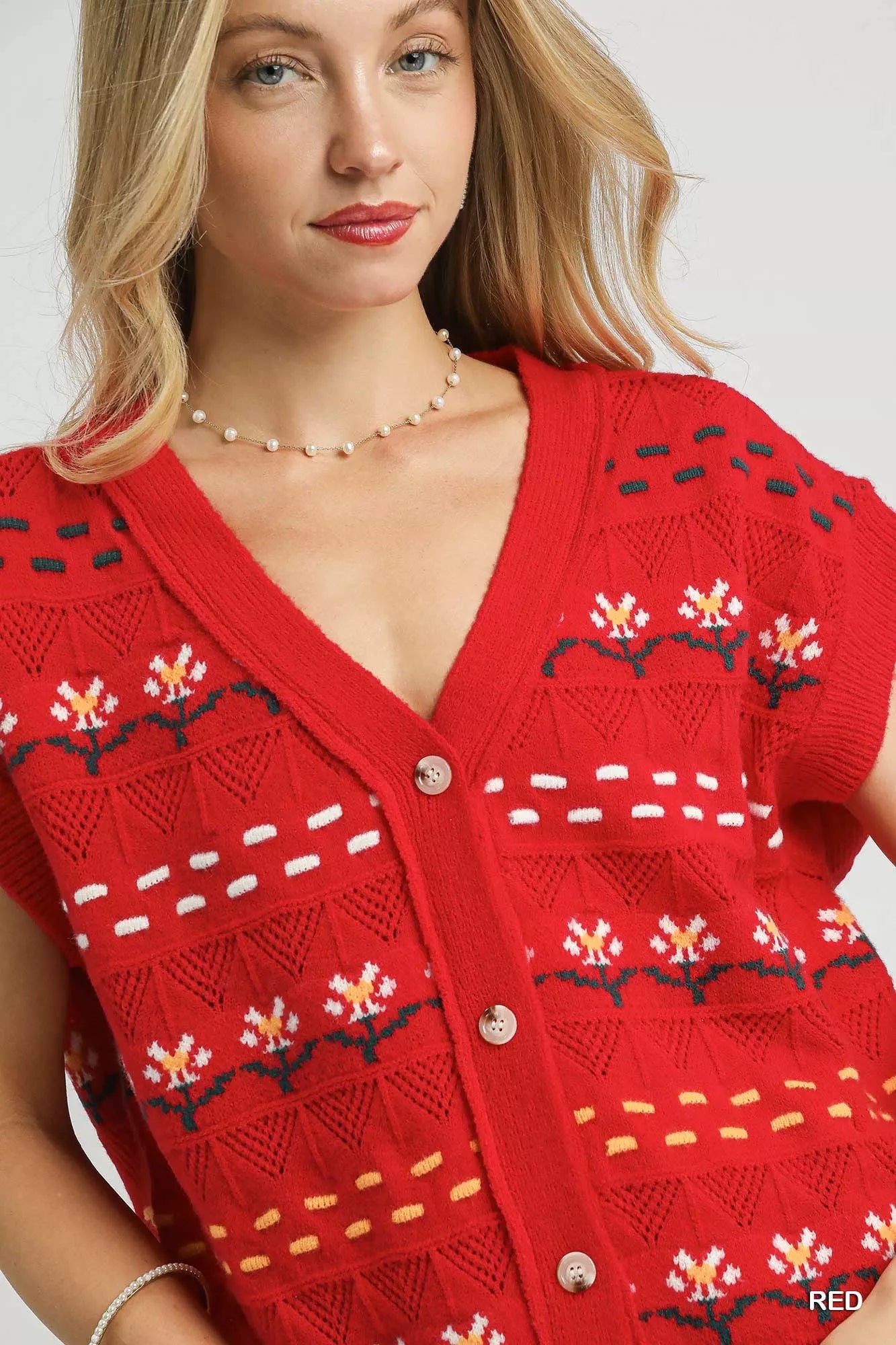 Umgee Knit Vest Womens Red Buttoned Sweater with Floral Pattern bdebe1fd-2d93-4a25-8dba-0e10440d20ff-Max-Origin Trendsi