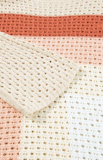 Sweater Openwork Color Block Long Sleeve Women's Long Sleeve Knit Top be0c24ae-7ad2-4231-a12f-825cd7ae7e0f-Min Trendsi