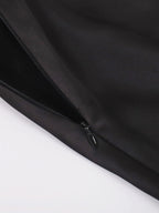 Satin Maxi Skirt High-Waisted Back Zip Black White Solid Basic Style be260cc5c842437f9677c414fec1ff94-Max-Origin Trendsi