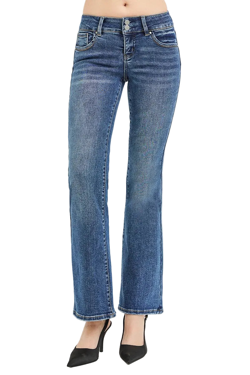 RISEN Tummy Control Low-Rise Bootcut Jeans