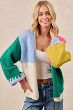 BiBi Womens Cardigan Colorful Stripe Color Block Open Front Sweater be5975c308d84ad99bdb8b0c3779ff3f-Max-Origin Trendsi