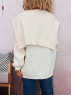 Women's Sweater with Shawl Knit Ribbed Ribbed Hem V-Neck Long Sleeve be65f535be2f4101b04f1a8dcfc2f4c7-Max-Origin Trendsi