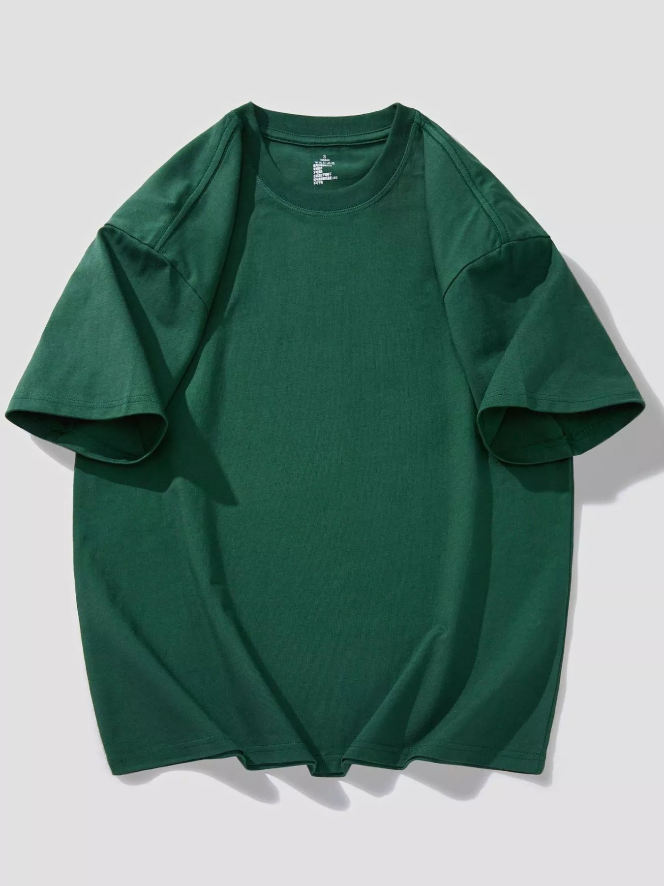 Men's T-Shirt Cotton Solid Round Neck Short Sleeve Oversized Top S-4XL Dark Green bedb2aeb-e3c3-451f-beb7-b8b4427e980d-Max-Origin Trendsi