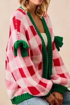 Christmas Womens Cardigan Checkered Knit Bow-Tie Sleeves Oversized befdc4d7-f22b-4f06-b1dc-9227e98b323d-Max-Origin Trendsi