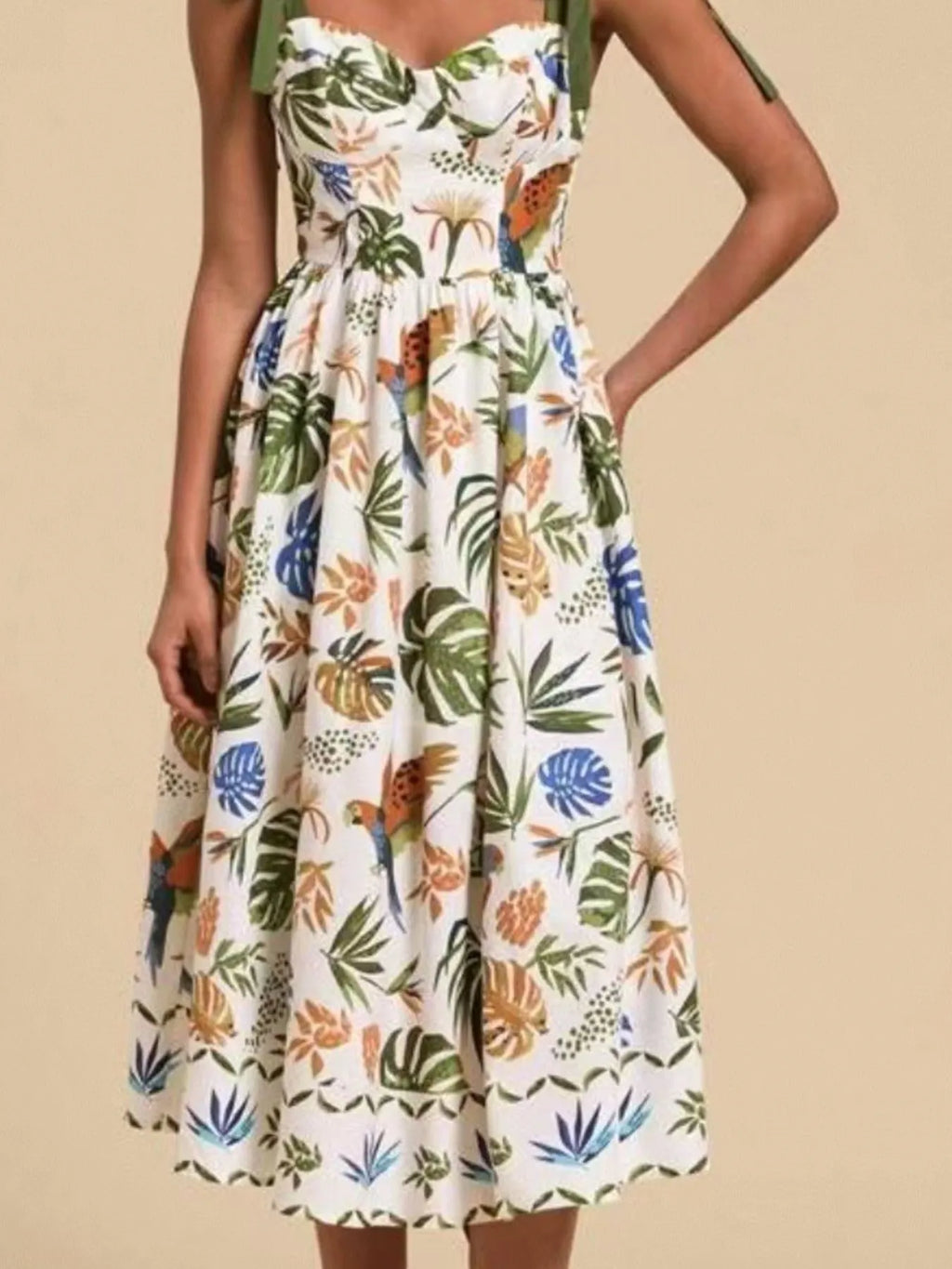 Floral Midi Dress Tropical Print Tie-Shoulder Sweetheart Neck Ruffled beff24ec-2e05-46a9-9f37-9591813fd0bc-Max-Origin Trendsi
