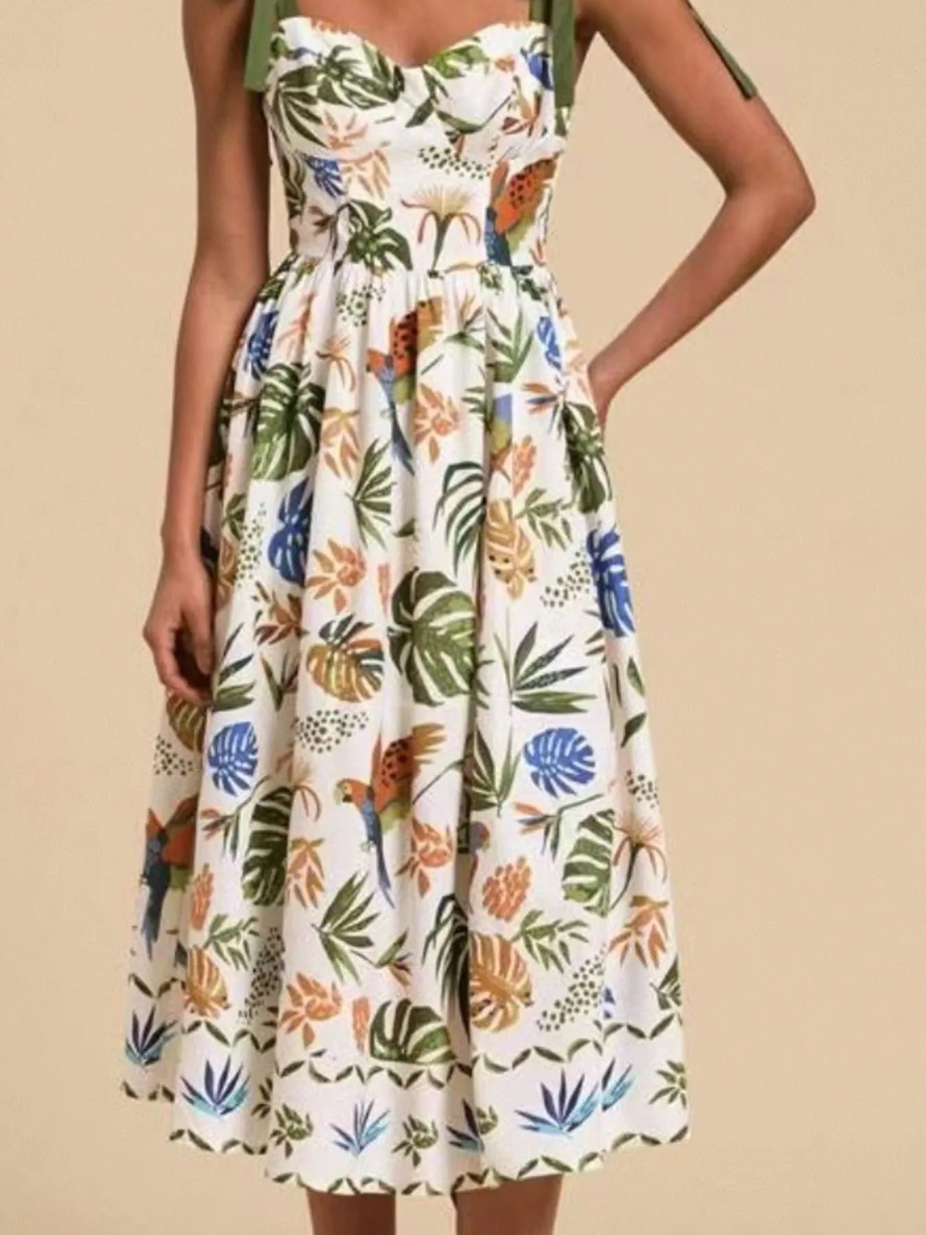 Floral Midi Dress Tropical Print Tie-Shoulder Sweetheart Neck Ruffled beff24ec-2e05-46a9-9f37-9591813fd0bc-Max-Origin Trendsi