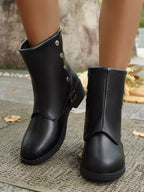 Mid Heels Women's Boots Buckle Block Stylish and Comfortable Footwear Shoes beff6fa1-fe30-4bb9-be90-5771b53fa16d-Max-Origin Trendsi