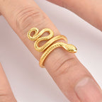 Womne's Snake Shape Ring 925 Sterling Silver Jewelry Gold 7 bf22221b-70e3-4a81-8b58-6c6e196663da-Min Trendsi