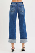 RISEN Womens Straight Jeans Mid Rise Ankle with Cuffed Hem bf3109dad34d4c4c819b661d145675dd-Max-Origin Trendsi