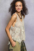 POL Crochet Tank Top Beige Natural Openwork V-Neck Sleevlees Blouse bf3c95f1-a980-4fcd-96bd-c44faf565a6f-Max-Origin Trendsi