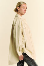 Davi & Dani Jacket Faux Leather Beige Button Up with Chest Pockets bf44815f-2217-4c5a-bcd8-7ea3a42323e1-Max Trendsi