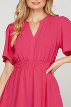 She + Sky Mini Dress Strawberry Ruffled Hem Notched Flutter Short Sleeve bf44a978-e5bc-4c90-b706-acd44bc0fcf5-Max Trendsi