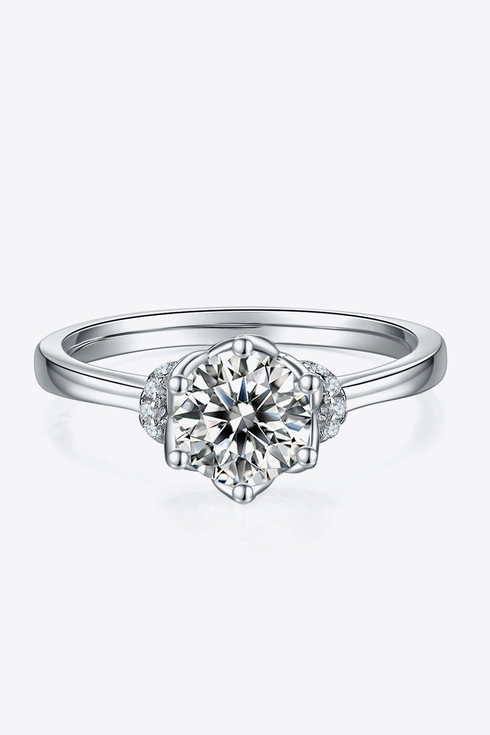 Murray Silver Women Ring 1 Carat Moissanite Stone 925 Sterling Platinum-plated