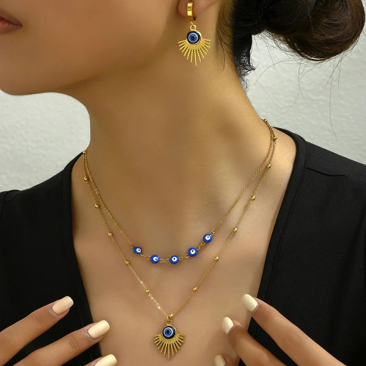 Necklace and Earrings Jewelry Set 18K Gold-Plated Blue Eye Resin Stainless Steel Gold One Size bfa4d408-0524-46ed-bab6-7ba6e0cf1c83-Max-Origin Trendsi
