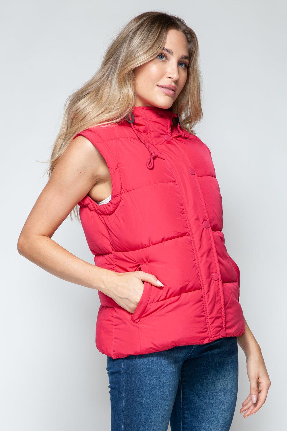 Hooded Vest Snobbish Snap and Zip Closure Pocketed Sleeveless Red bfc03a6a-ee4e-4d10-900d-be32baeca0a5-Max Trendsi