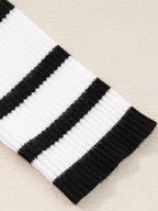 Women's Knit Top Black Striped Scalloped Trim U Neck Striped Ribbed Slim bfc78b01734c4a67afef1d69d26eb0aa-Max-Origin Trendsi