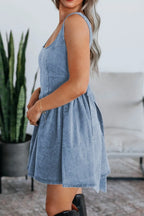Denim Skater Dress V-Back Bow Tied Halter Empire Waist bfce64a5-7bc2-413c-8b0c-ae9d030a4a40-Max-Origin Trendsi
