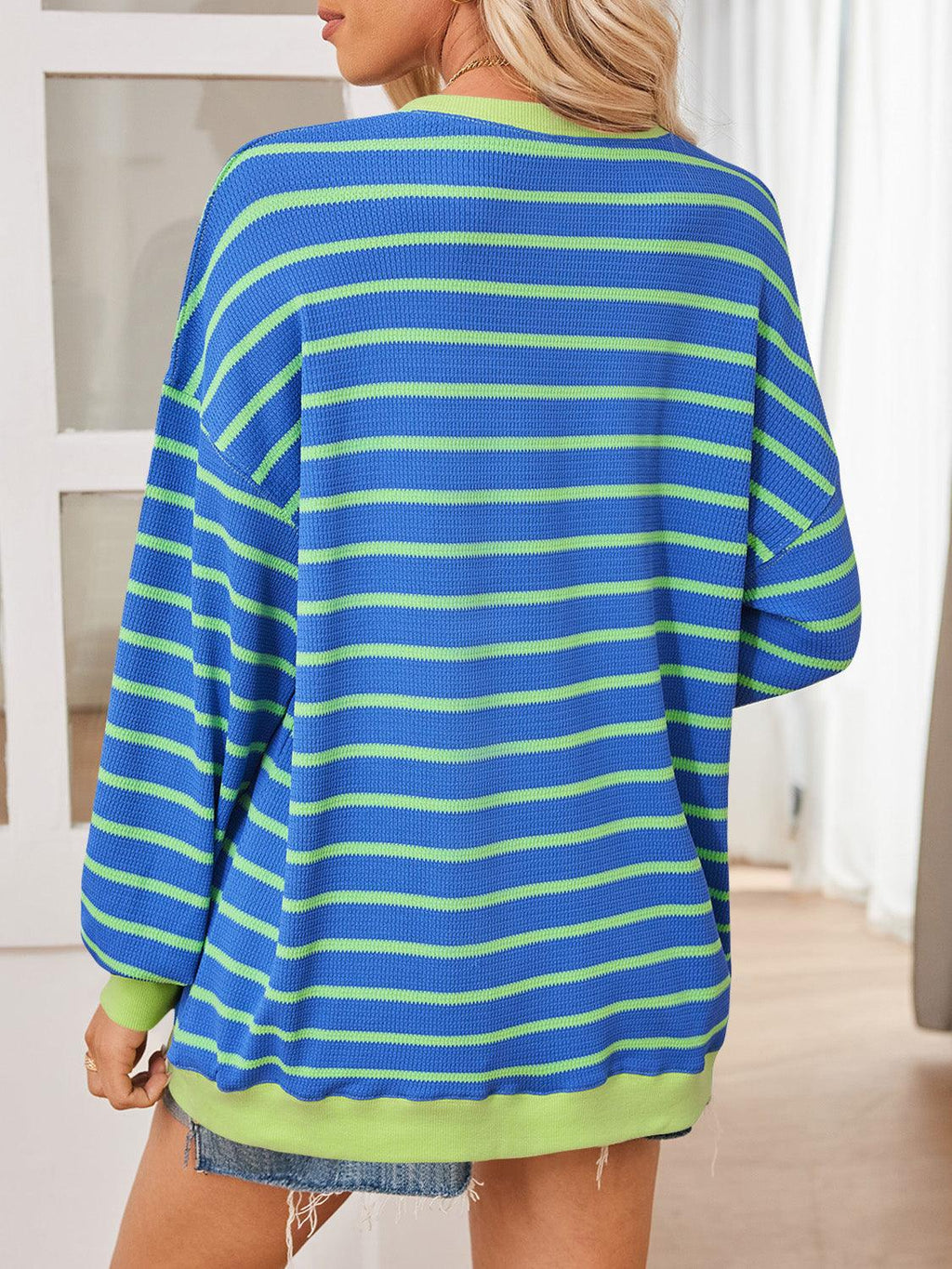 Lovelet Sweatshirt Striped Contrast Long Sleeve Top bfdd2cb8-741f-4b3b-b286-809044c9af42-Max Trendsi