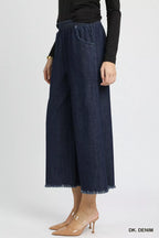 Umgee Womens Wide Leg Jeans Dark Blue Washed Fringe Hem bff93c34-34d6-4b53-b4b3-18c43ce573c1-Max-Origin Trendsi