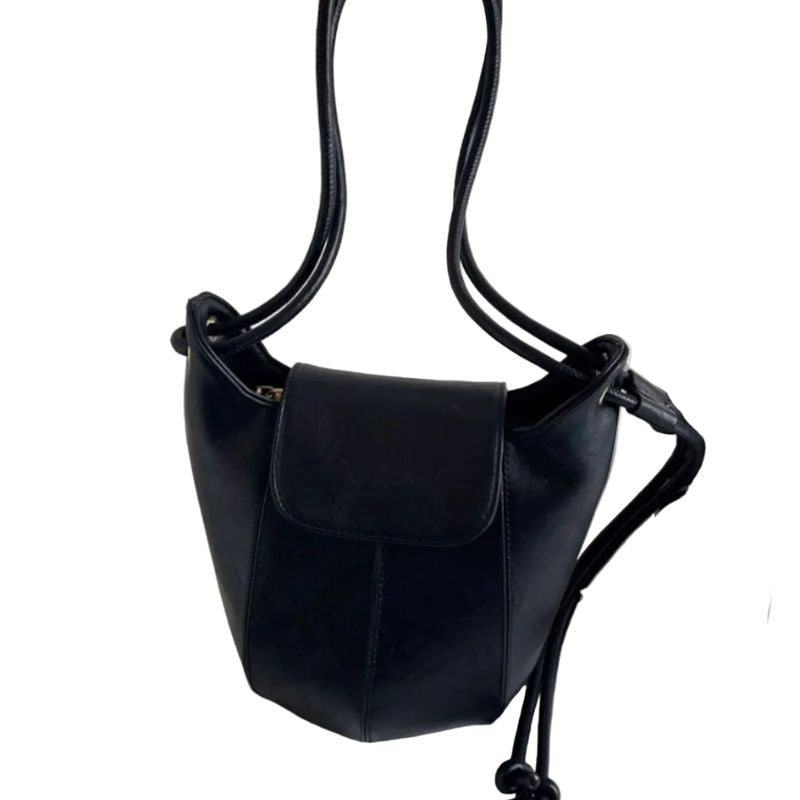 Fashion New Bucket Crossbody Bag Knot Strap Medium PU Leather Flap Shoulder Bag