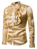 Men's Long Sleeve Shirt with Ruffled Front