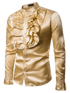 Men's Long Sleeve Shirt with Ruffled Front
